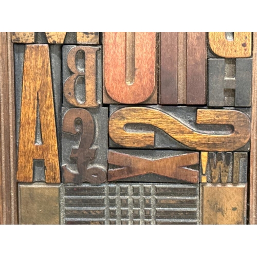 24 - Antique wooden letter press / printers block - vertical wooden wall hanging frame, 31x15cm