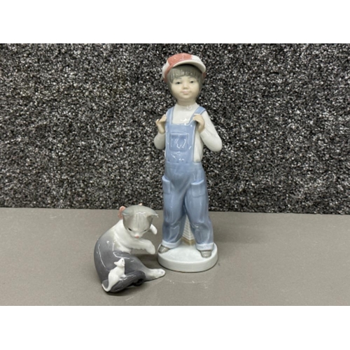 243 - 2x Lladro figures includes 5236 cat and mouse together with 4898 Boy from Madrid