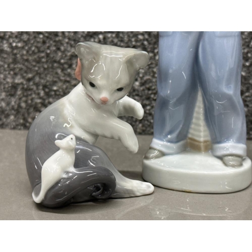 243 - 2x Lladro figures includes 5236 cat and mouse together with 4898 Boy from Madrid