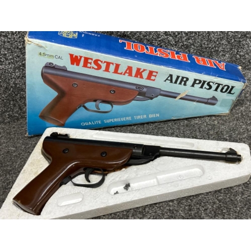 327 - Westlake S2 Air pistol - .22 cal, (break front) in good working condition with original box