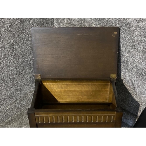 339 - A dark wood sewing box also with a small metal studded leather stool