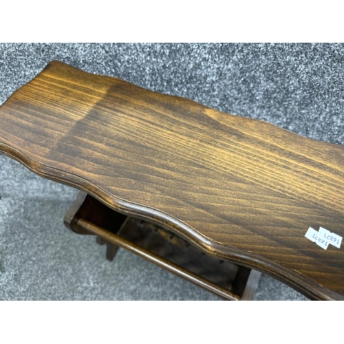 346 - Vintage heavy wooden magazine table