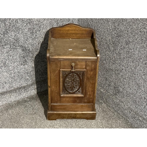 350 - Antique oak coal/log cabinet, with twin handles