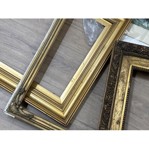 359 - 4x vintage prints & 3x large gilt frames