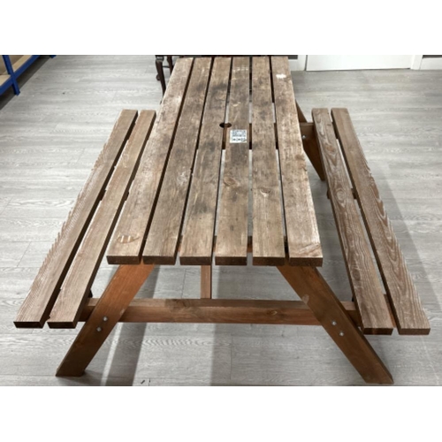 367 - A wooden outdoor garden picnic table (pub style)