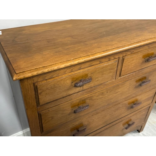 374 - Solid Oak 5 drawer chest of drawers - 106x45cm, Height 102cm