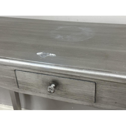 378 - Hand painted silver coloured single drawer hall table