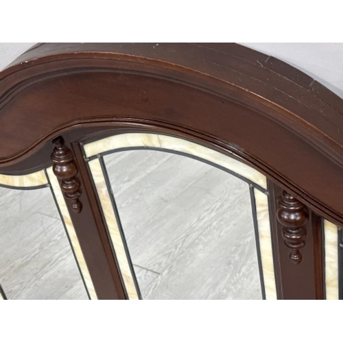 380 - Mahogany framed trio panel over-mantle mirror - 128x92cm