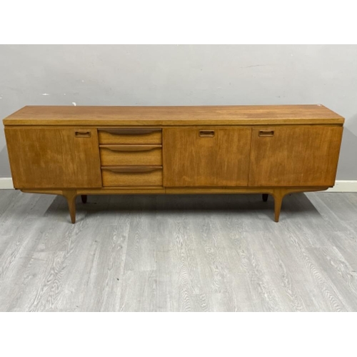 384 - Large mid century teak Greaves & Thomas low sideboard - 219x45cm, H77cm