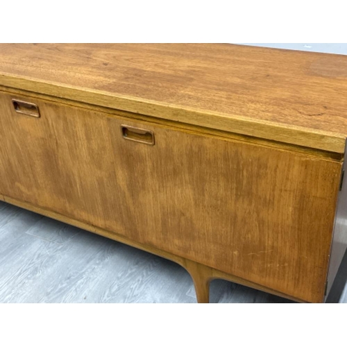 384 - Large mid century teak Greaves & Thomas low sideboard - 219x45cm, H77cm