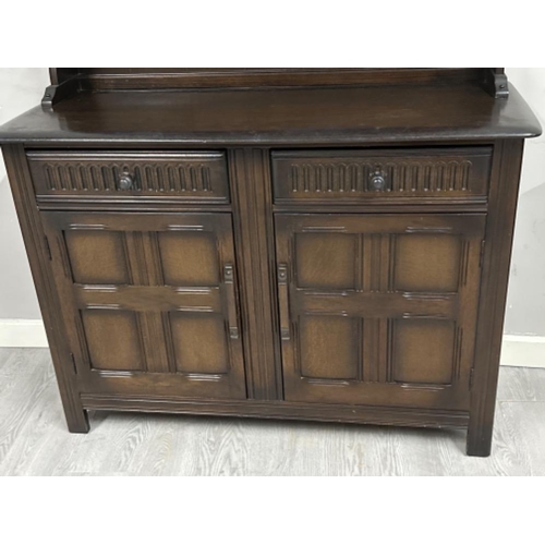 397 - Priory hand waxed Dutch dresser, 121x46cm, H189cm