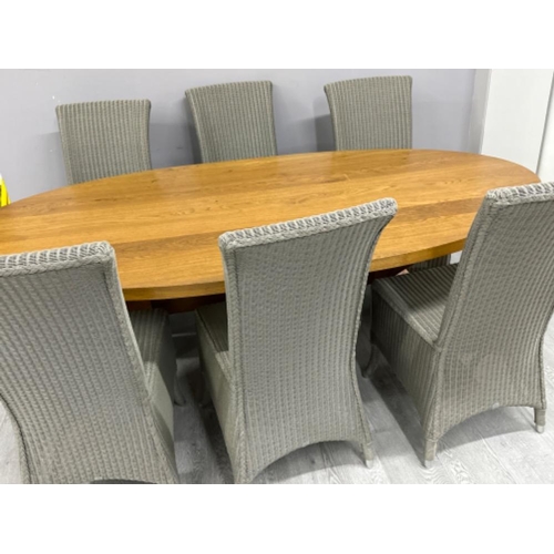 400 - Barker & Stonehouse oval shaped light oak contemporary table & 6 chairs - 210x110cm