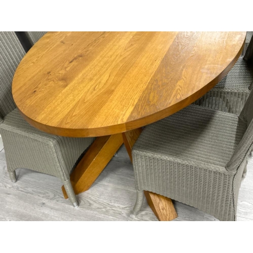 400 - Barker & Stonehouse oval shaped light oak contemporary table & 6 chairs - 210x110cm