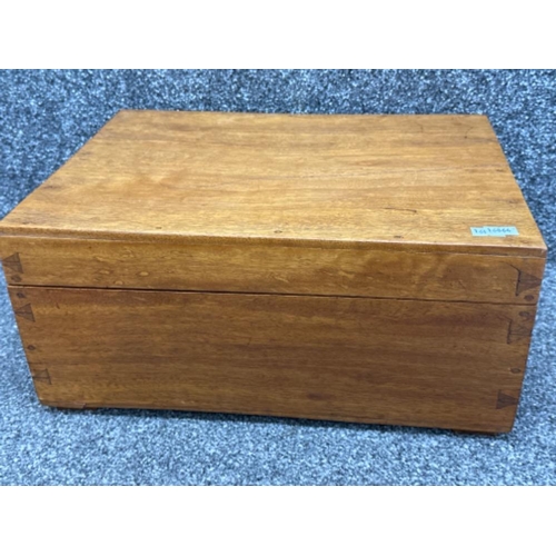 76 - Large vintage solid wooden jewellery box - 4x compartments