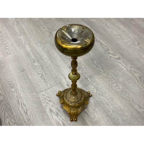 4 - Vintage onyx and brass floor standing ashtray