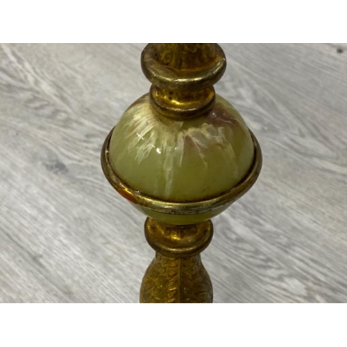 4 - Vintage onyx and brass floor standing ashtray