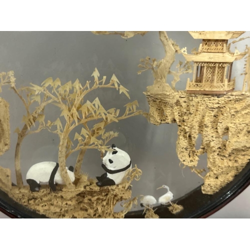 5 - Oriental mahogany display piece - panda scene