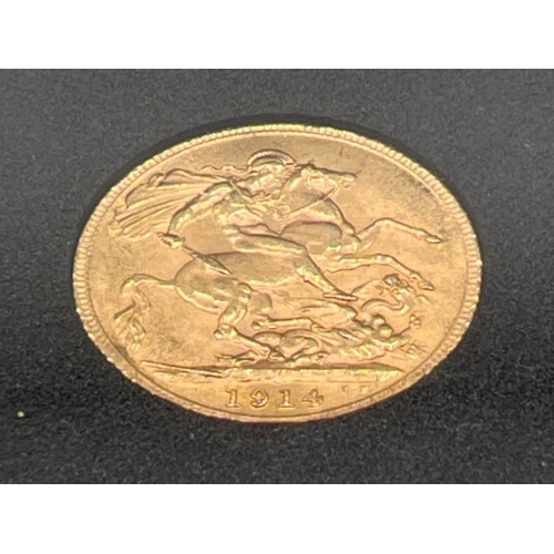 29 - 1914 King George V full gold sovereign coin proofed and cased