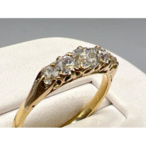 103 - Ladies 18ct gold 5 stone diamond ring, (approx 1ct) size P1/2 (2.7g)