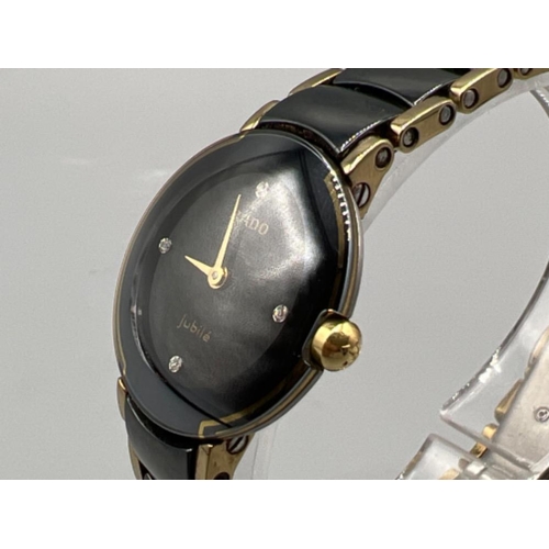 114 - Ladies Rado black and gold ceramic wristwatch