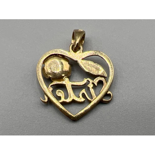 60 - 9ct gold sister heart pendant (1.23g)