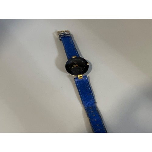 116 - Ladies Rado ceramic face wristwatch with blue leather strap