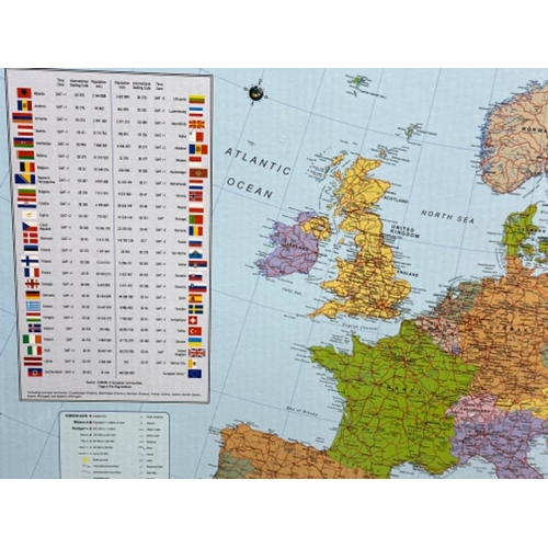 30 - Modern Framed map of Europe with flag presentation (Pin board reverse) - 89x60cm