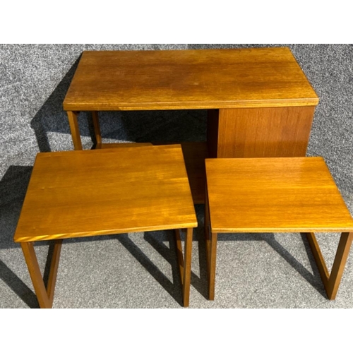 35 - Vintage 1960’s-1970’s Mcintosh teak table with storage nest of 2 tables/side cabinet & flip twist to... 