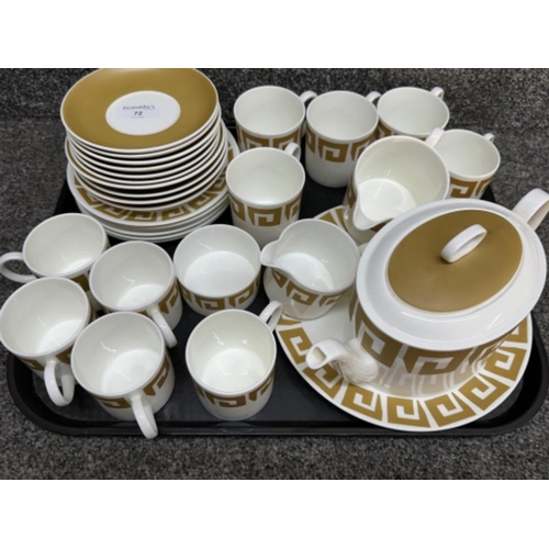 72 - 30 pieces of Wedgwood old gold keystone patterned tea China - “Susie Cooper Design”