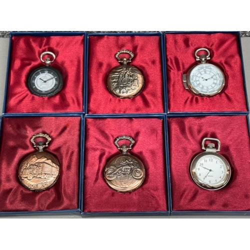 78 - 6x novelty metal pocket watches - boxed