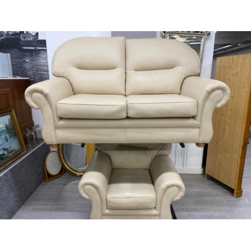 323 - 2 and 1 seater cream leather suite