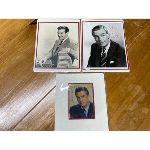 334 - 3 signed autographs by Ray Milland 1907-1986, Victor Mature 1913-1999, Ian Gillet Carmichael 1920-20... 