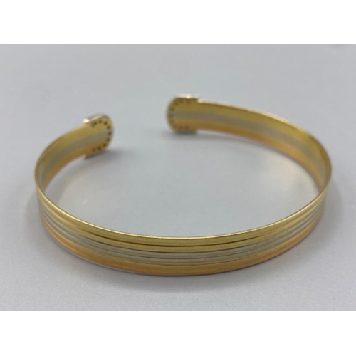 2 - Well presented 18ct 3 tone diamond bangle (12.43g)