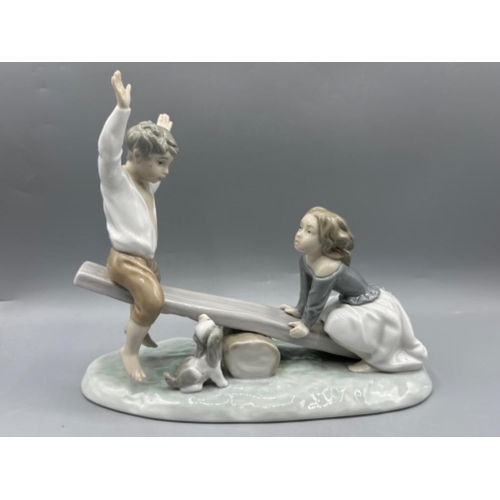 143 - Lladro figure 4867 Seesaw, good condition, H20cm X W23cm