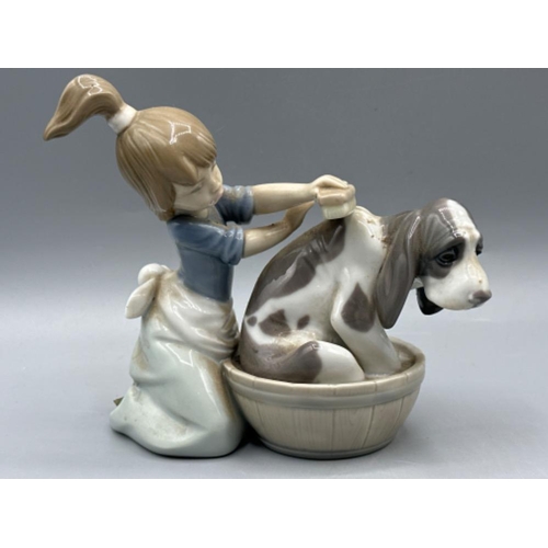 162 - Lladro figure 5455 Bashful Bather, good condition, height 13.5cm