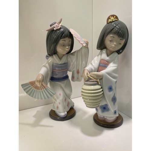 220 - Two Lladro “Geisha” figures, 6231 Oriental Lantern & 6230 Oriental Dance