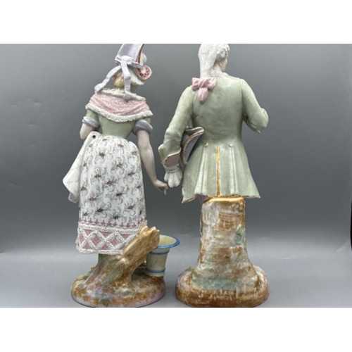 119 - Pair of large Antique figures, Volkstedt Thuringia German porcelain “Meissen factory” height 31cm (L... 