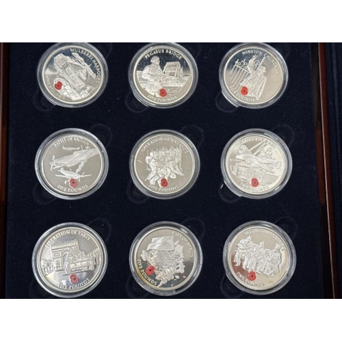 129 - The Royal British Legion silver 925 Gibraltar coin set, individual coin weight 28.8g, 18 coins in to... 