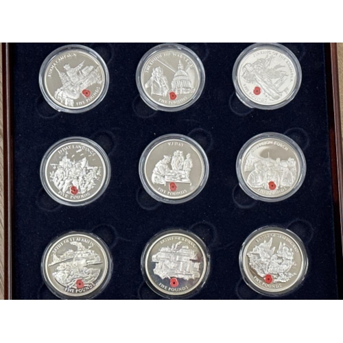 129 - The Royal British Legion silver 925 Gibraltar coin set, individual coin weight 28.8g, 18 coins in to... 