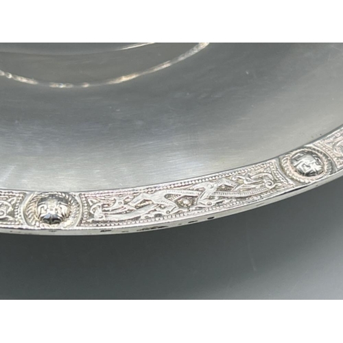 13 - Hallmarked silver dish with nice pattern around rim