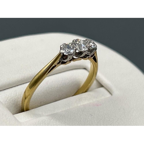 15 - Ladies 9ct gold 3 stone diamond ring, approx 0.18ct size M and 2.66g