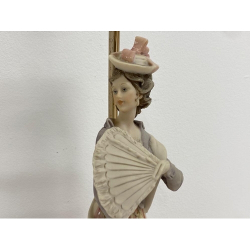 150 - Capodimonte victorian lady figure tabel lamp signed on the base - height 45.5cm