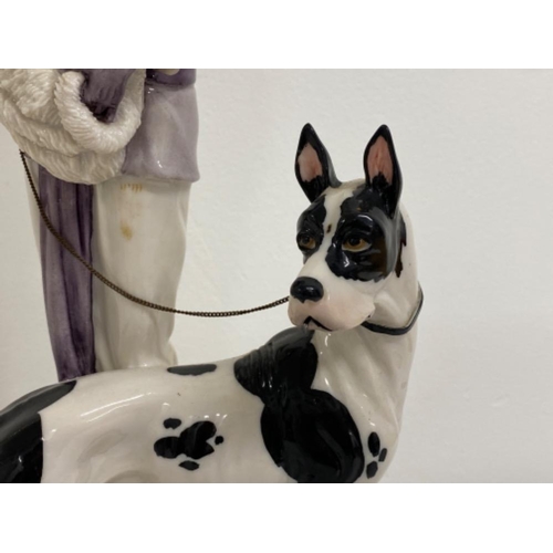 154 - Giuseppe Armani “Lady with great dane” lamp - height 60cm