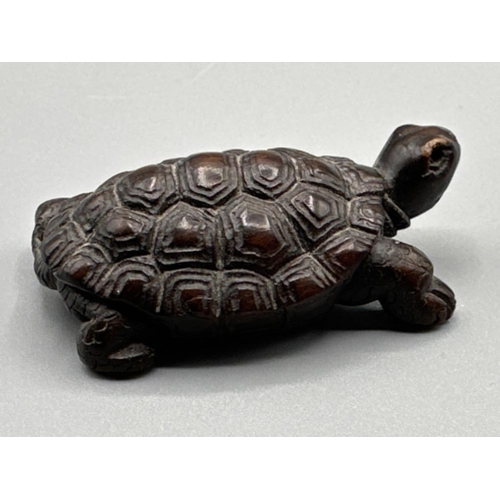 193 - Japanese hand carved Netsuke, in the form of a Tortoise, signed on base, L6cm x W4cm