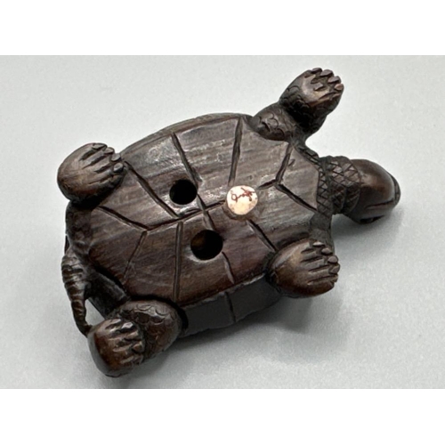 193 - Japanese hand carved Netsuke, in the form of a Tortoise, signed on base, L6cm x W4cm