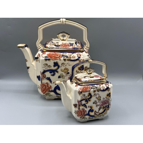 215 - Two Masons ironstone hand painted “Mandalay patterned” teapots, sizes large & small