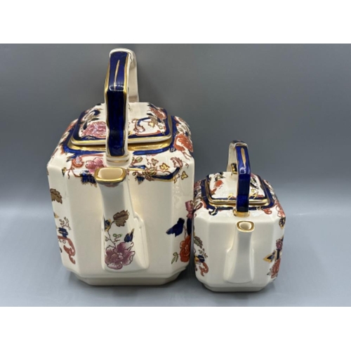 215 - Two Masons ironstone hand painted “Mandalay patterned” teapots, sizes large & small