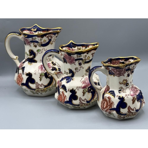 217 - Masons “Blue Mandalay pattern” graduated set of three jugs