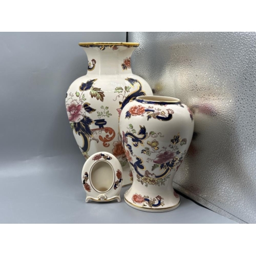 218 - Two large Masons Ironstone “Mandalay pattern” vases, larger one being in celebration of 200 years of... 