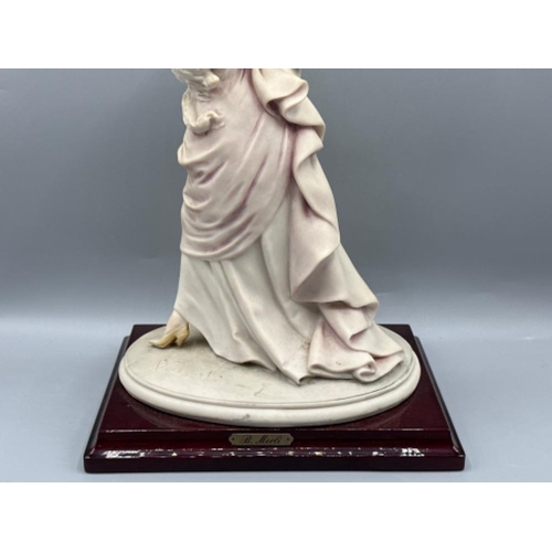 228 - Unique Bruno Merli Capodimonte figurine “elegant lady with dog” on wooden base, in good condition